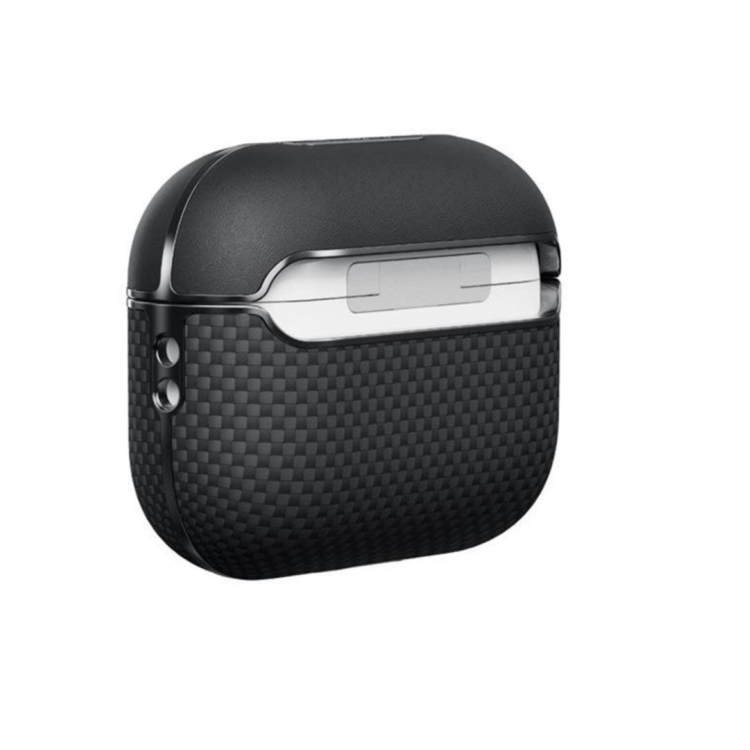 Θήκη Pitaka Aramid Fiber Magnetic 1500D (Plain) για Apple AirPods Pro 2 - ΜΑΥΡΟ/ΓΚΡΙ grained - APM2401